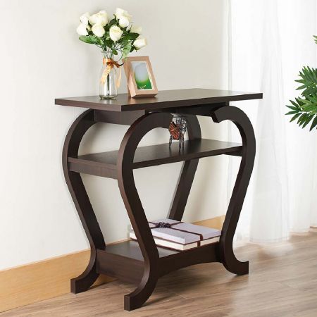 双曲面コンソールテーブルの脚は中央で直線で接続されています。